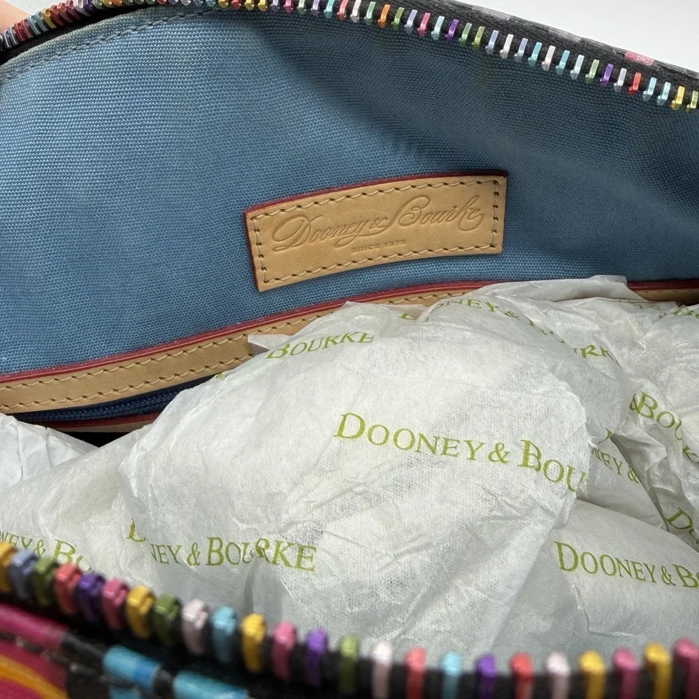 Dooney & Bourke Retro‎ Grafica Satchel Purse Bag Rainbow Zipper Black Dust Bag